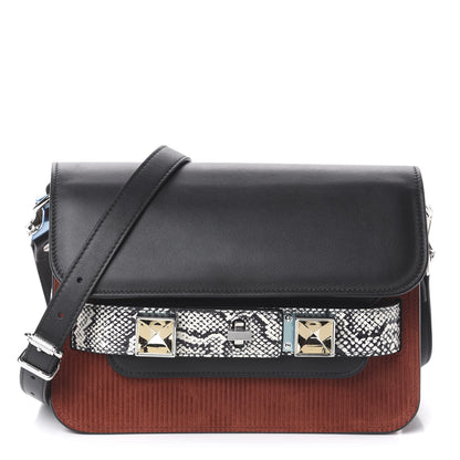 Proenza Schouler Corduroy Suede Elaphe Mini PS11 Classic Shoulder Bag Russet Black 1 of 8