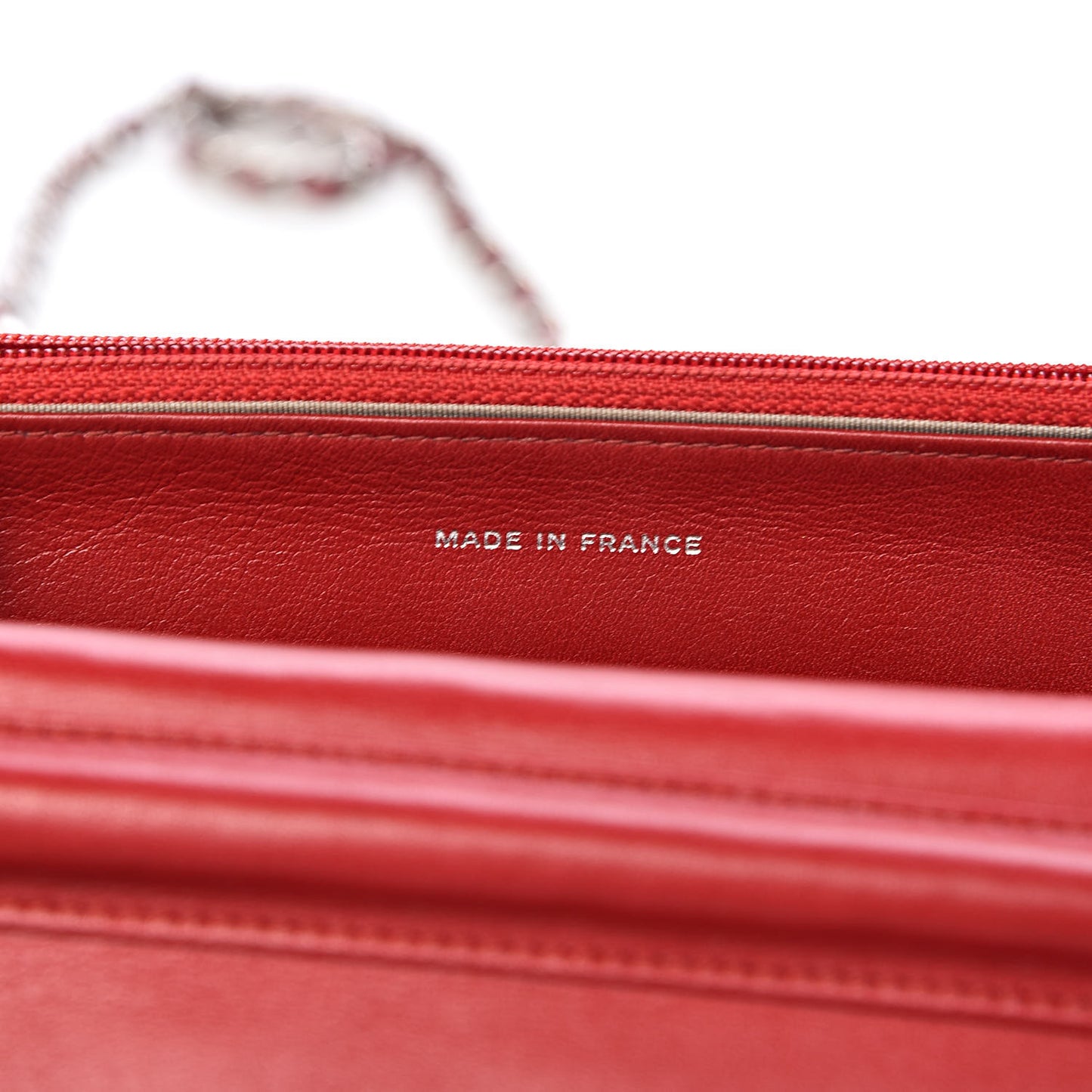 Patent Quilted Brilliant Wallet On Chain WOC Red