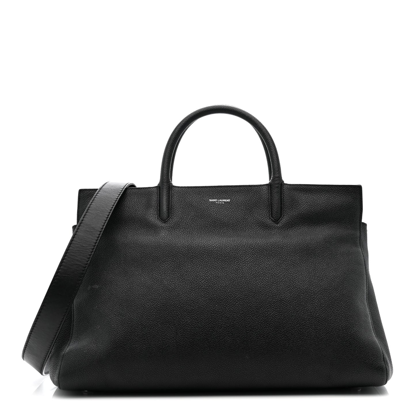 Grained Calfskin Medium Cabas Rive Gauche Black