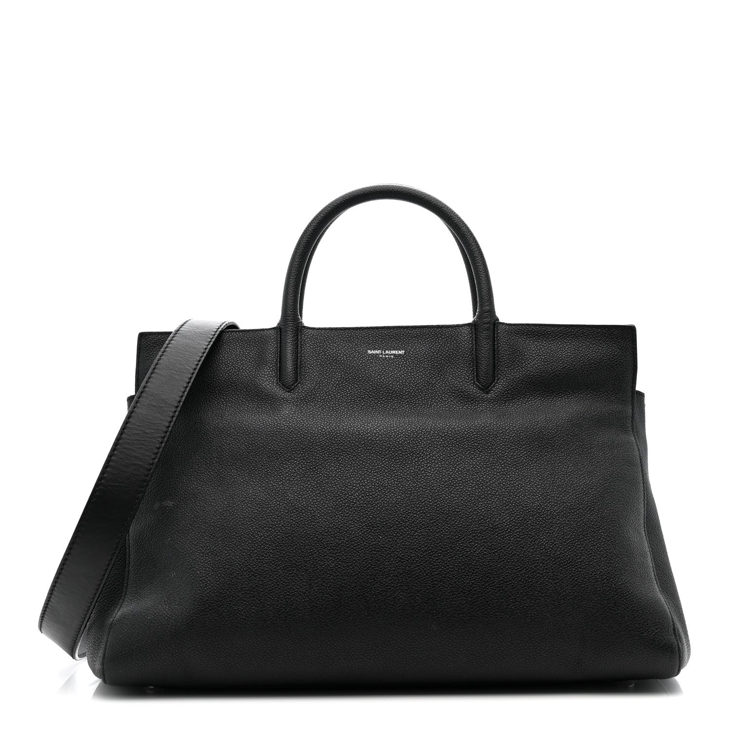 Saint Laurent Grained Calfskin Medium Cabas Rive Gauche Black 1 of 41