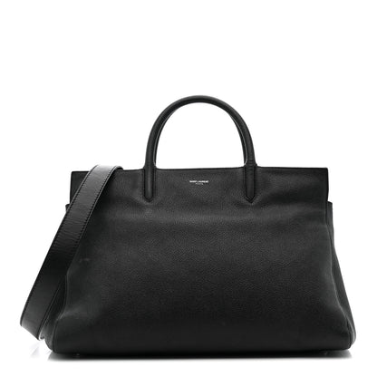Saint Laurent Grained Calfskin Medium Cabas Rive Gauche Black 1 of 41