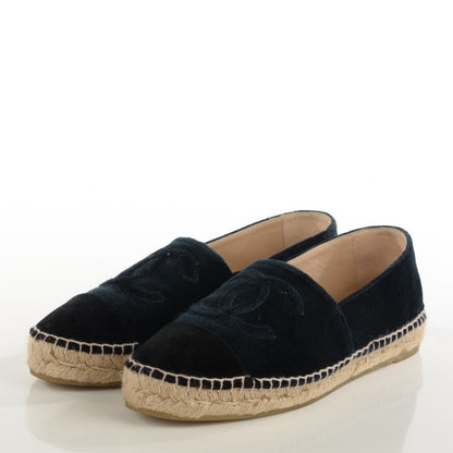 Chanel Velvet CC Espadrilles 39 Navy Black 5 of 17