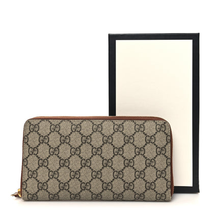 Gucci GG Supreme Monogram Cuoio Toscano Zip Around Organizer Wallet Beige Ebony Cuir 10 of 10