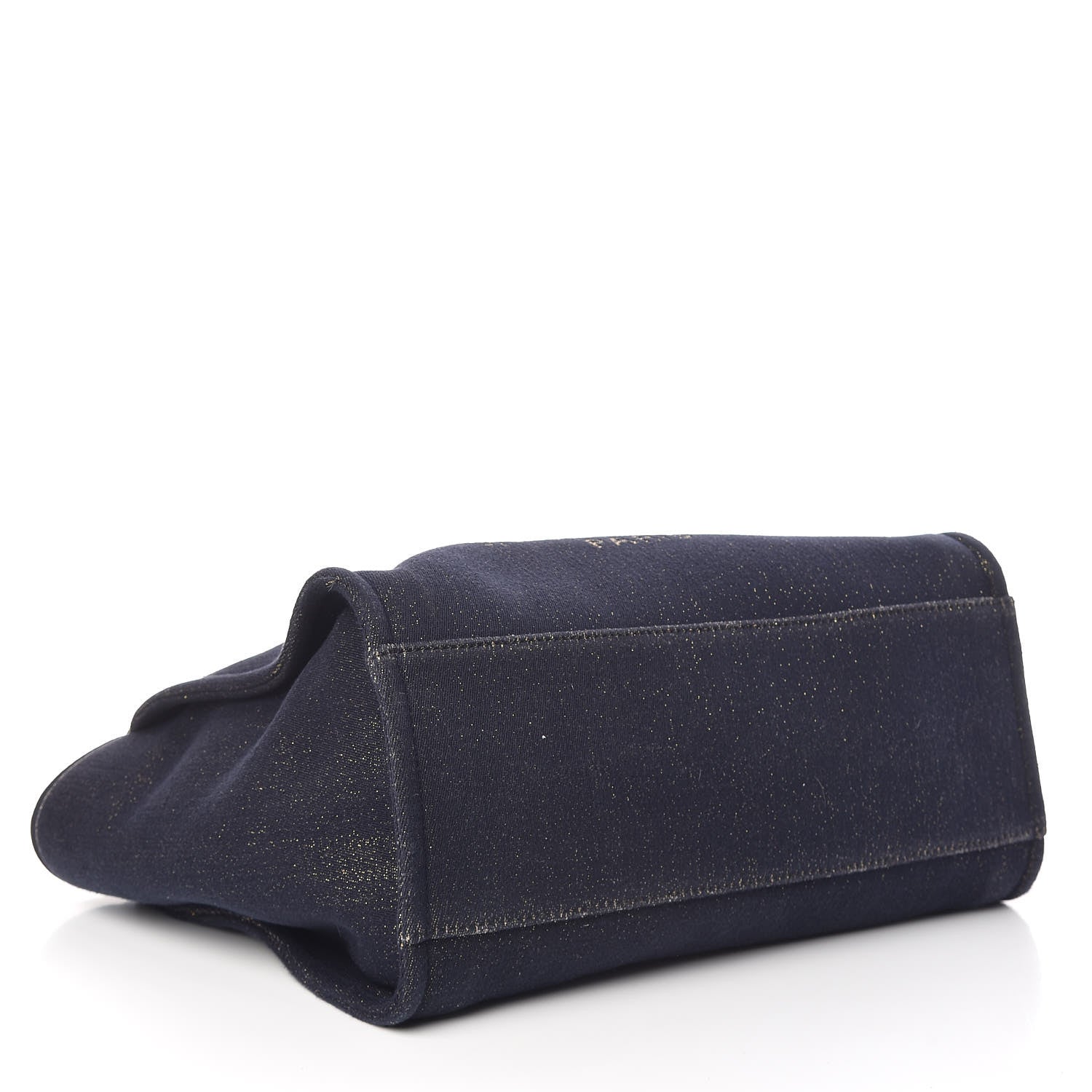 Chanel Lurex Canvas Medium Deauville Tote Navy Blue Gold 4 of 13