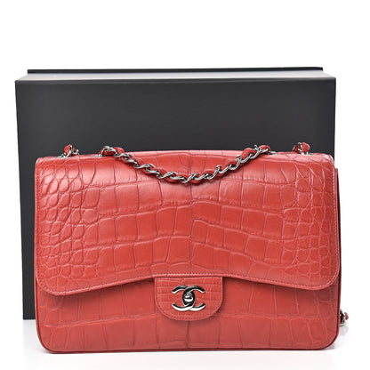 Chanel Matte Alligator Jumbo Single Flap Red 15 of 15