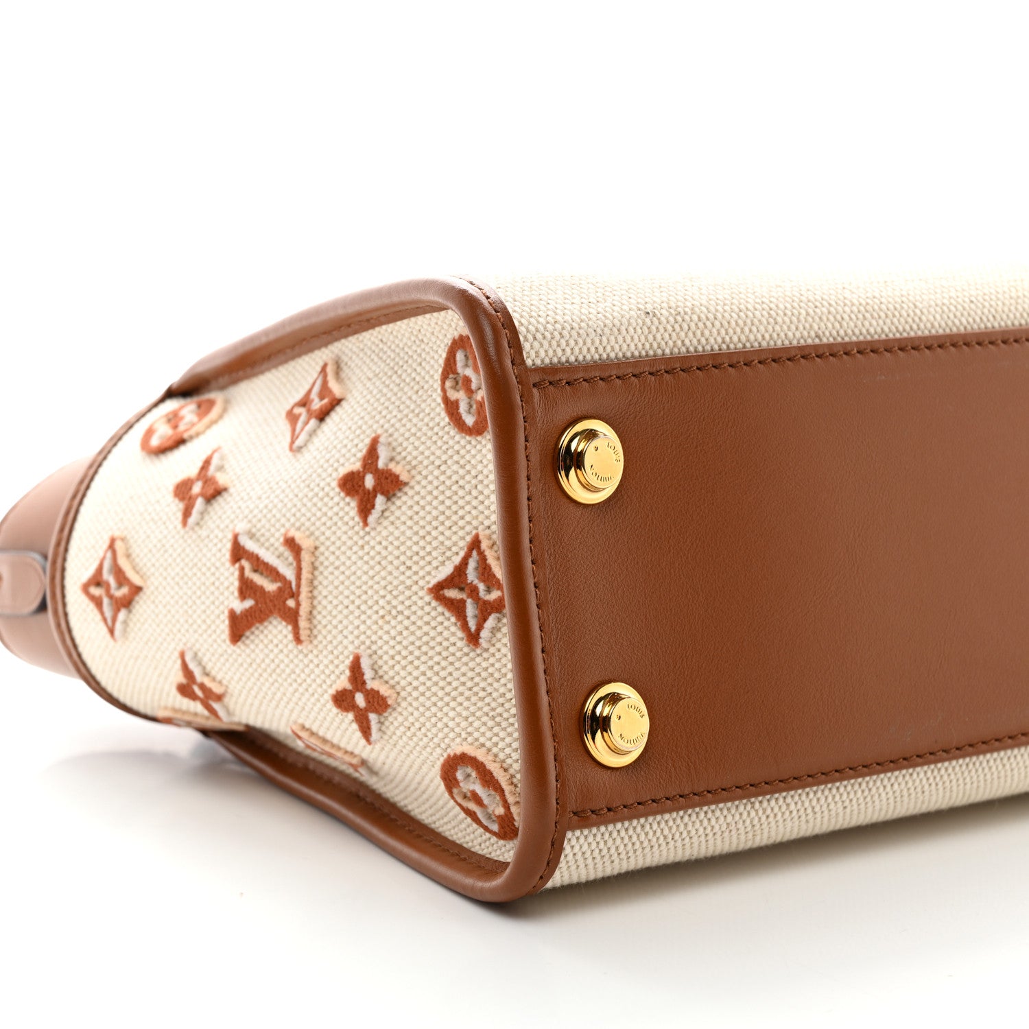 Louis Vuitton Canvas Calfskin Monogram On My Side PM Caramel Tan 8 of 9