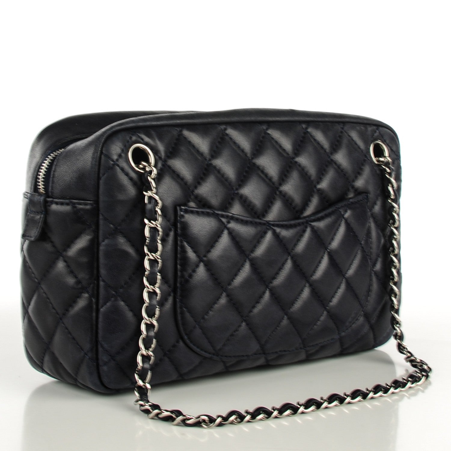 Chanel Lambskin Quilted Medium Camera Case Navy 3 of 7