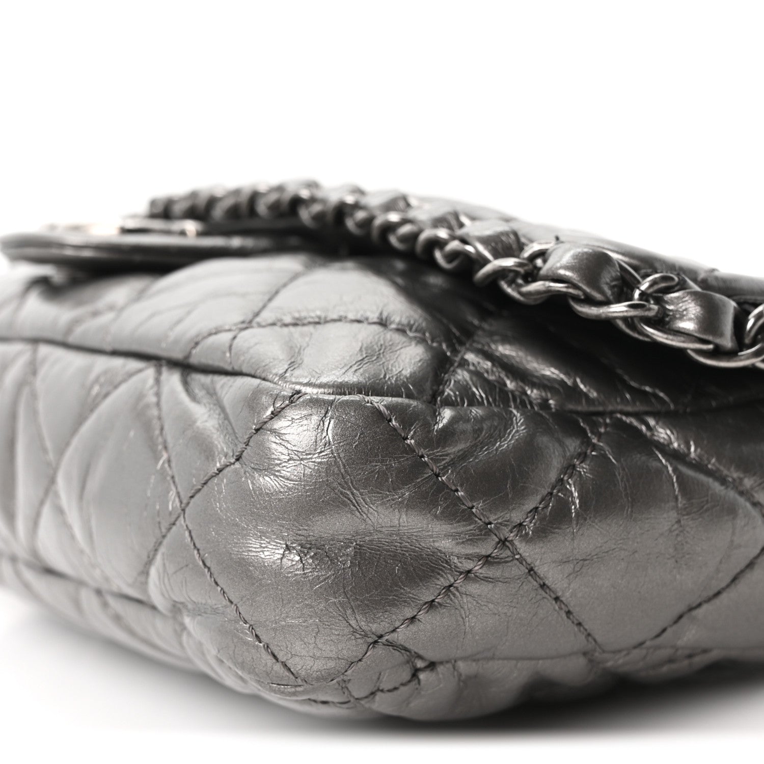 Chanel Metallic Calfskin Quilted Medium Chain Me Flap Grey 10 of 10
