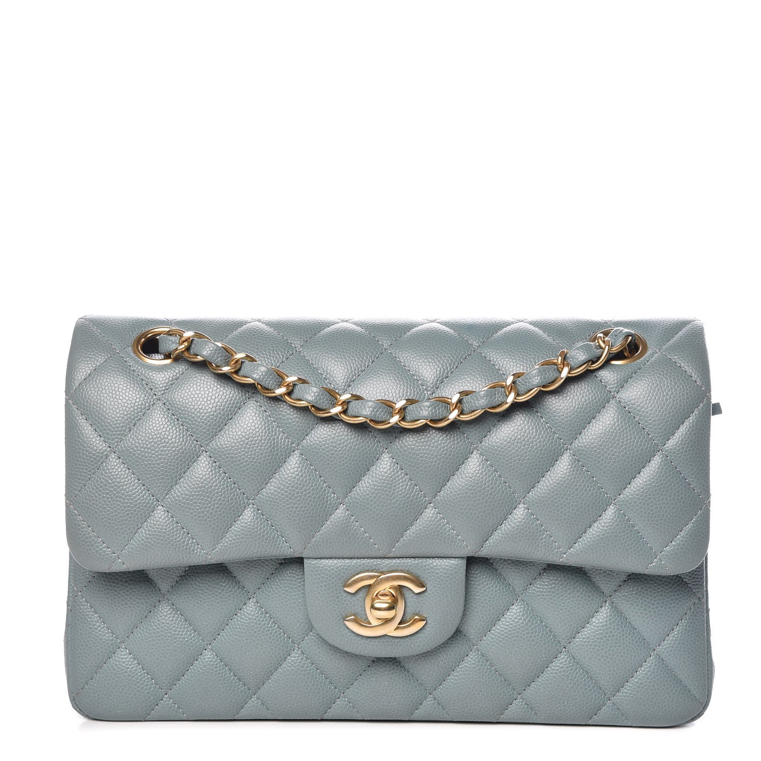 Chanel Iridescent Caviar Quilted Small Double Flap Light Blue 1 of 12