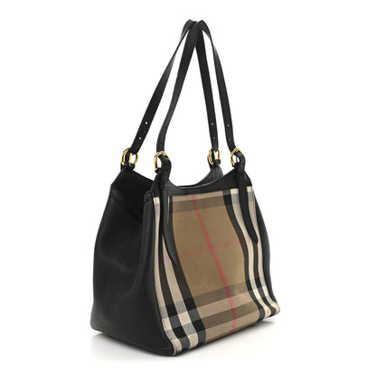 Burberry Grainy Calfskin House Check Small Canterbury Tote Black 3 of 15