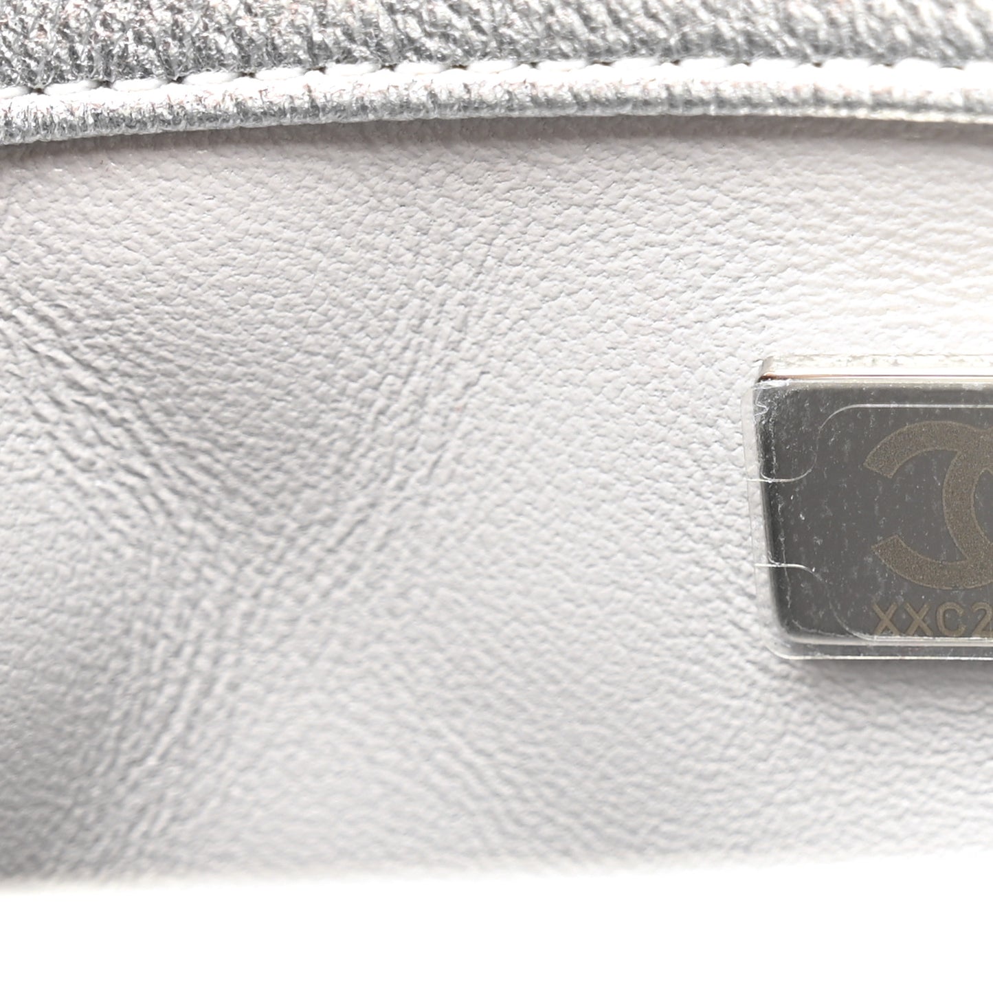 Metallic Caviar Quilted Medium CC Slide Flap Silver Silver