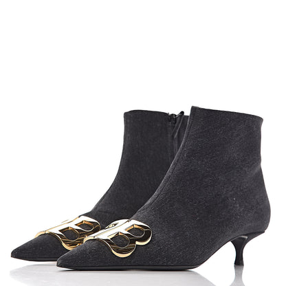 Balenciaga Denim BB Pointy Toe Ankle Booties 36 Black Vintage 3 of 9