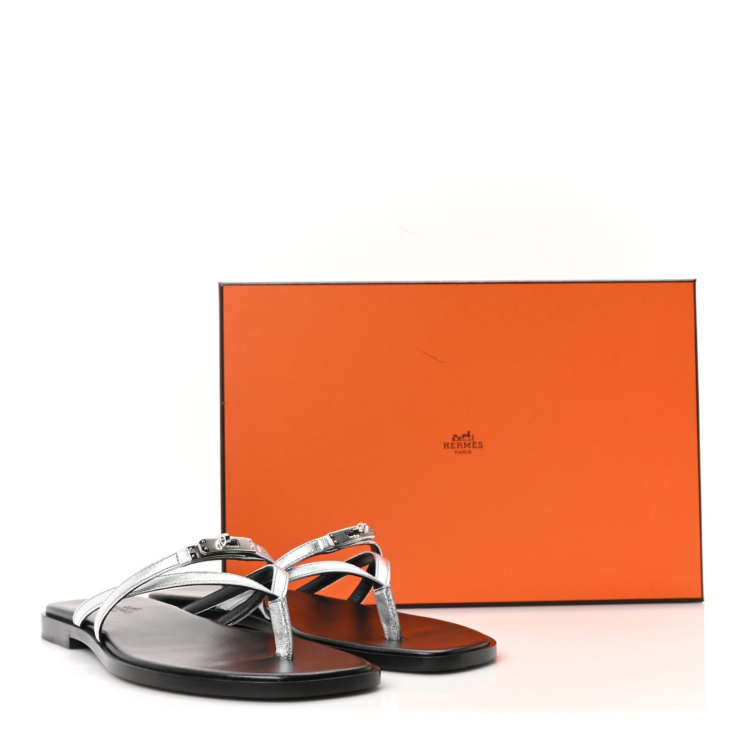 Metallic Goatskin Miss Sandals 38 Gris Argente