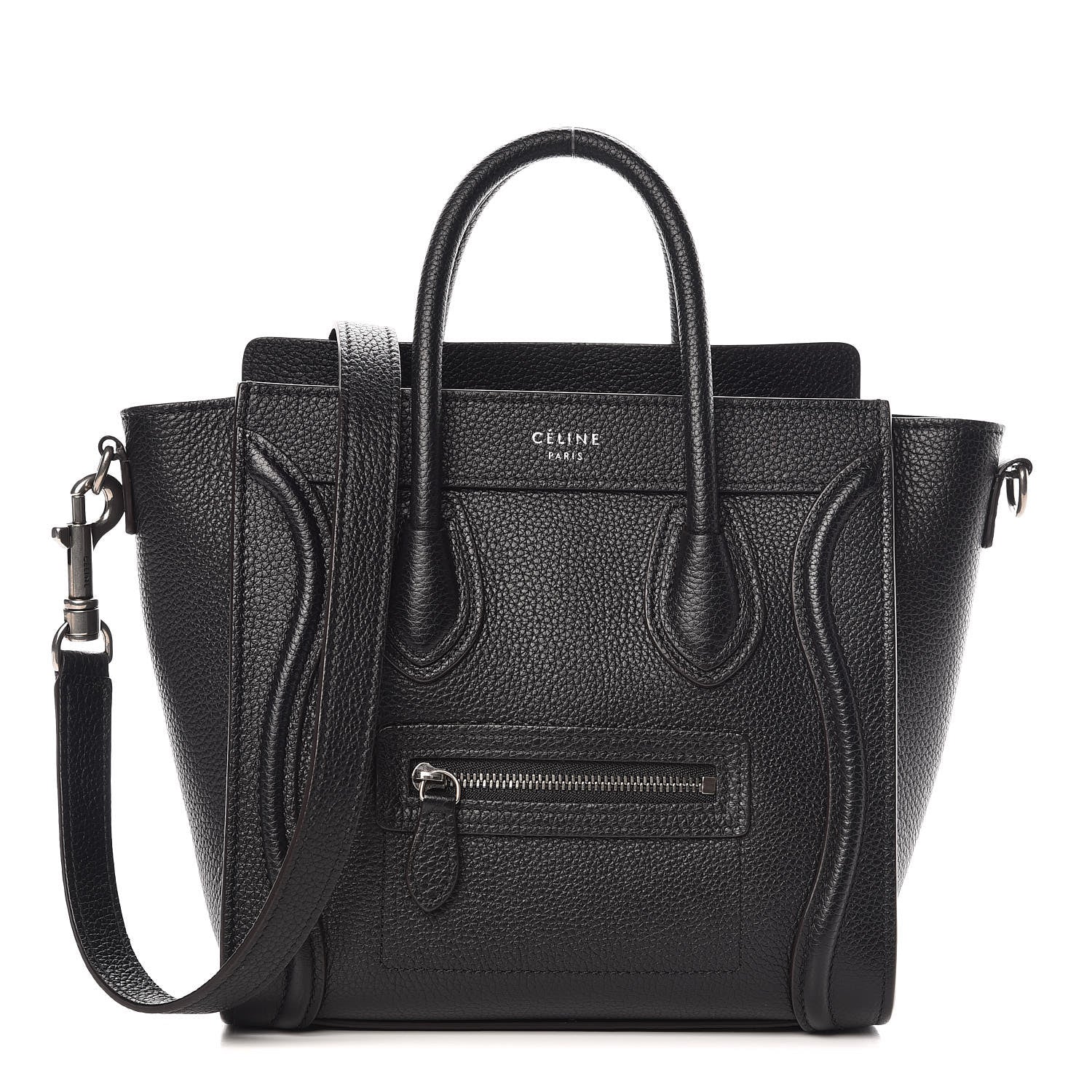 Celine Drummed Calfskin Nano Luggage Black 1 of 8