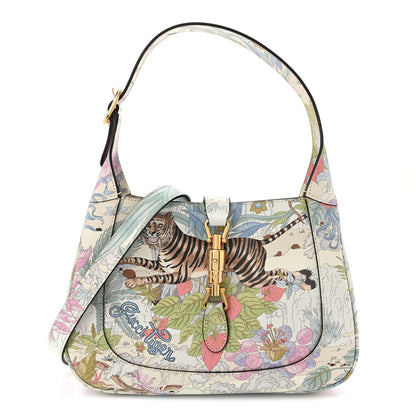 Gucci New Shangai Calfskin Tiger Savanah Small Jackie 1961 Hobo Chalky White Multicolor 1 of 10