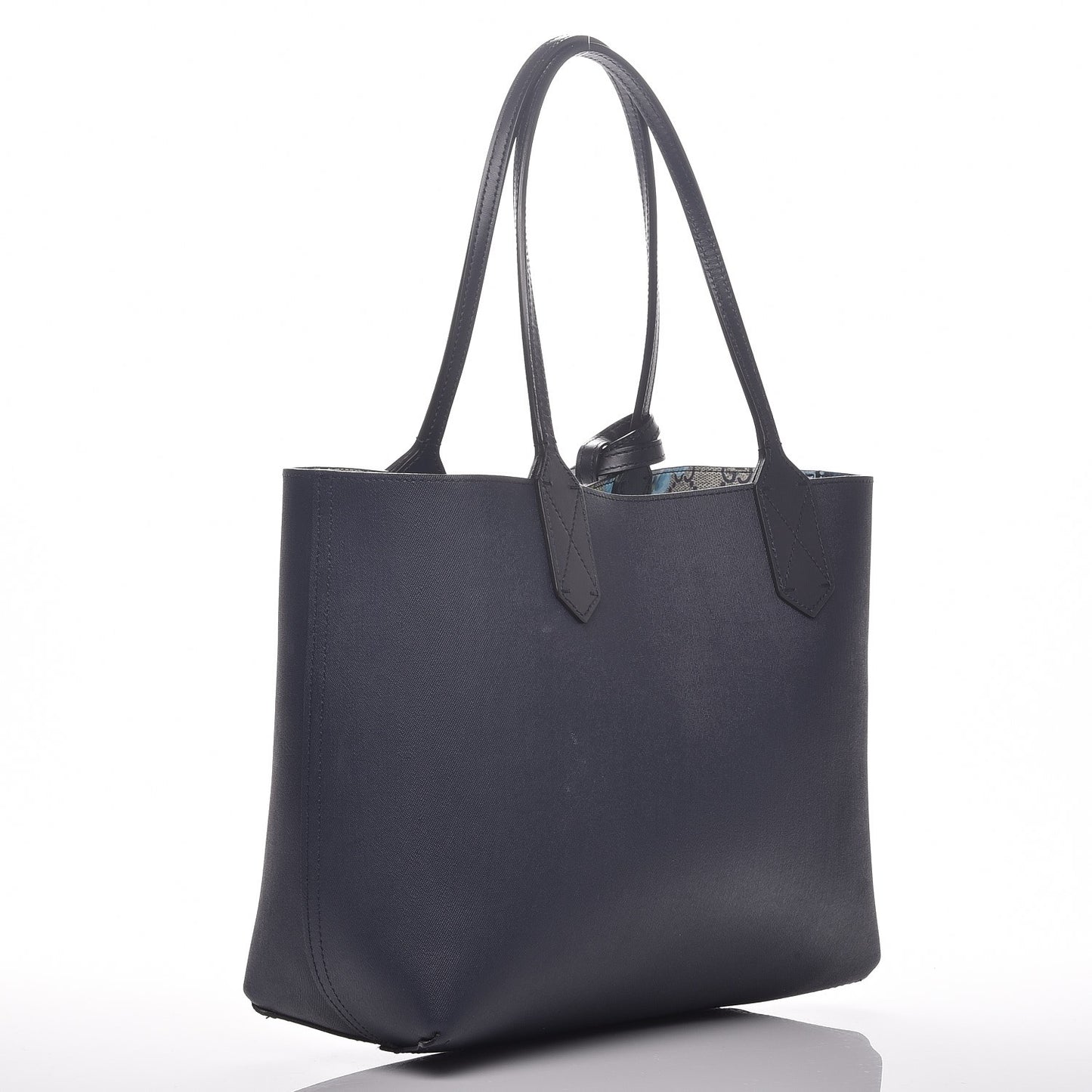 GG Supreme Monogram Blooms Small Reversible Tote Beige Blue Navy