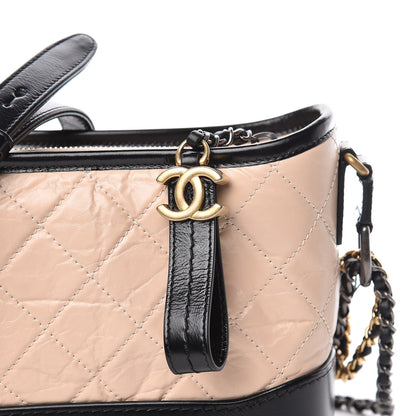 Chanel Aged Calfskin Quilted Small Gabrielle Hobo Beige Black 10 of 10