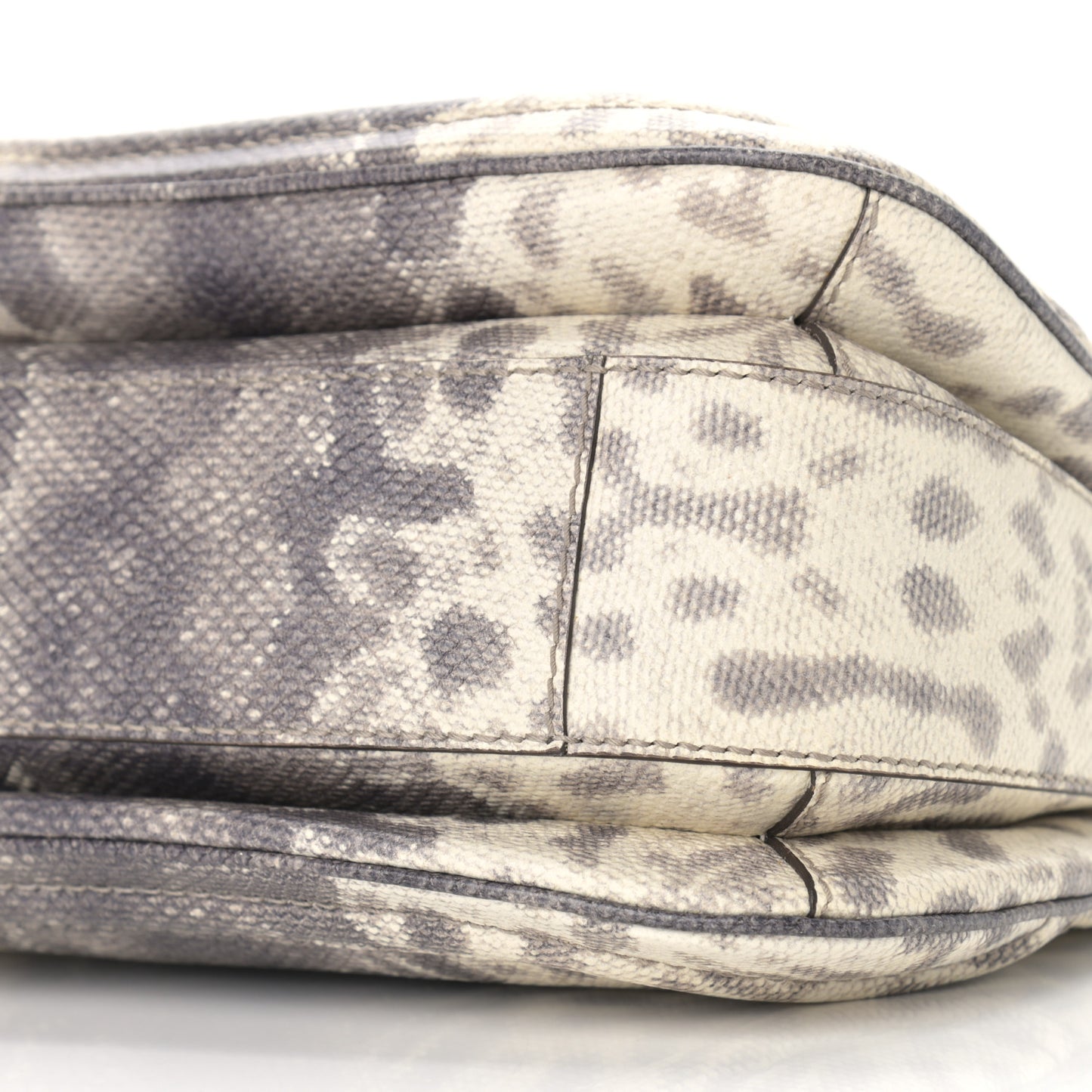 Calfskin Lizard Embossed Medium New Bamboo Top Handle Bag Grey