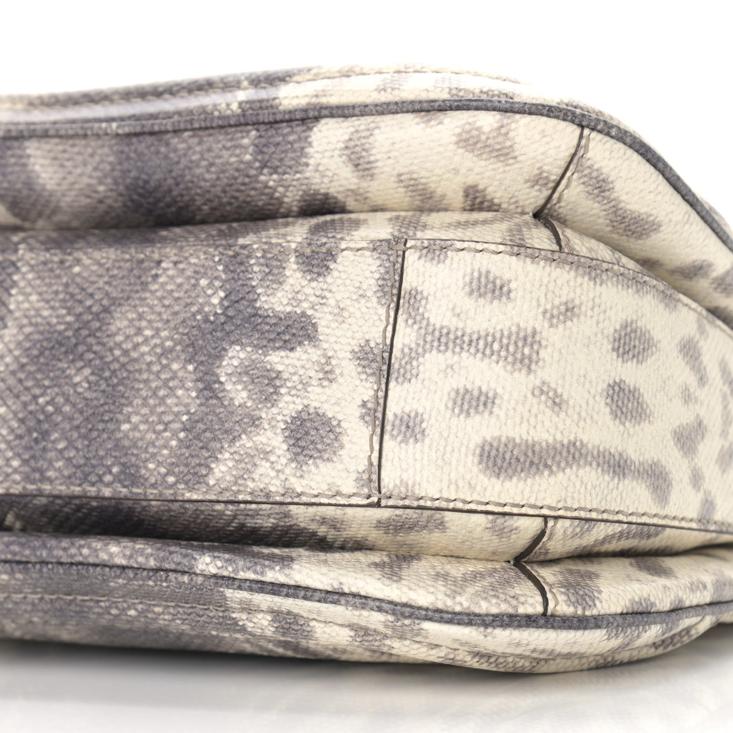 Gucci Calfskin Lizard Embossed Medium New Bamboo Top Handle Bag Grey 9 of 9