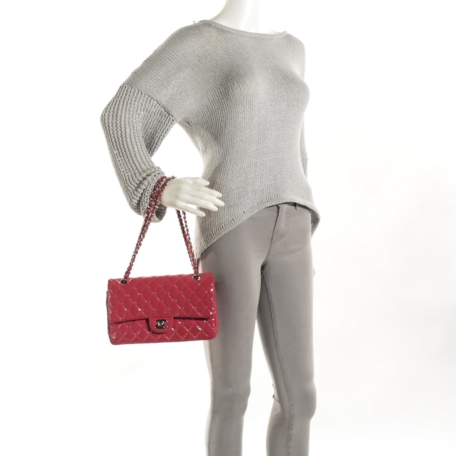 Chanel Patent Quilted Medium Double Flap Fuchsia 2 of 7