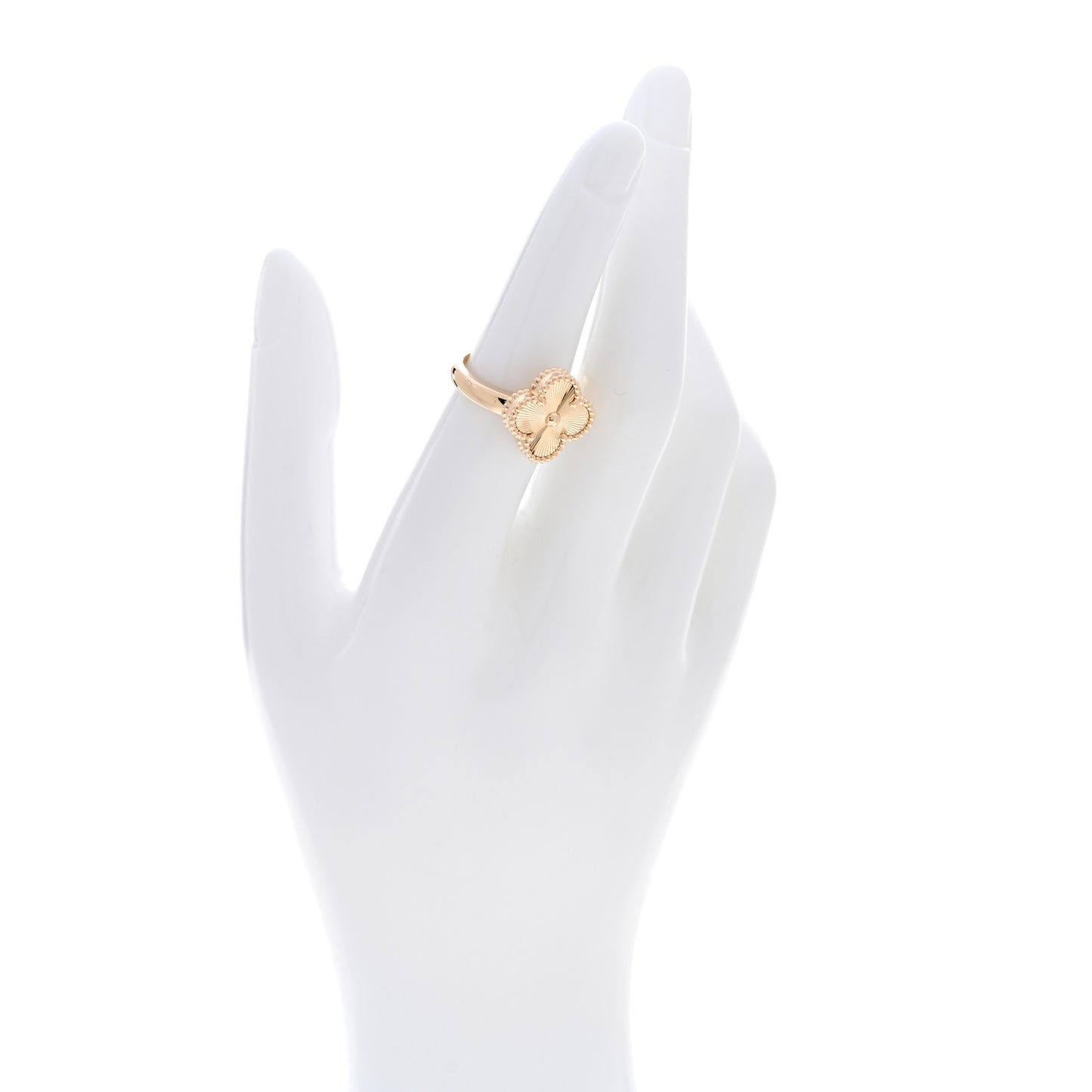 18K Yellow Gold Guilloche Vintage Alhambra Ring 52 6