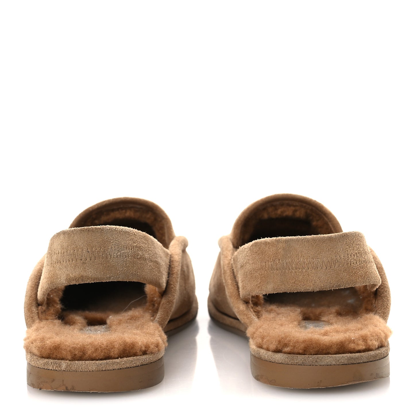 Suede Calfskin CC Slingback Loafers 38.5 Dark Beige