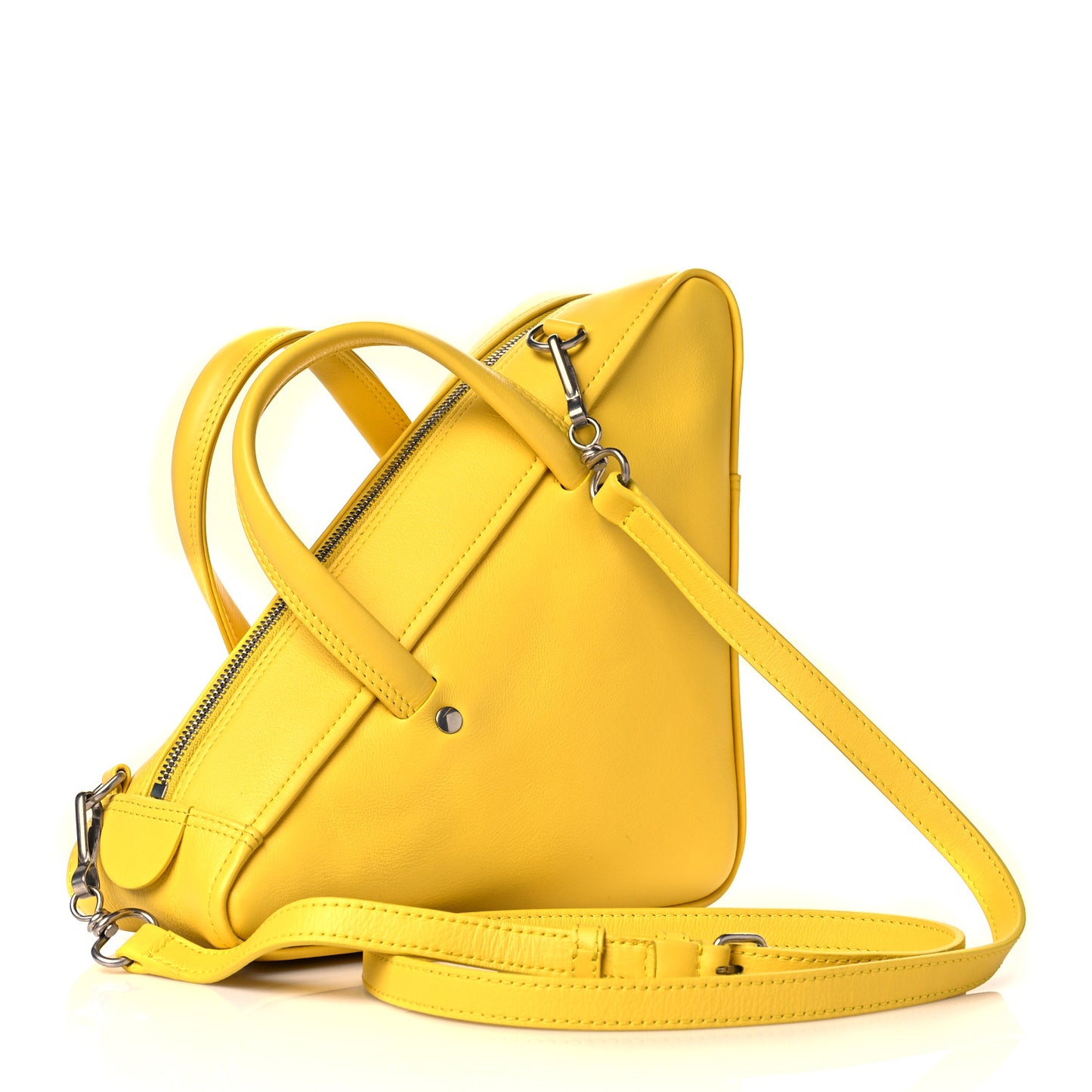 Shiny Day Calfskin Logo S Triangle Duffle Jaune Black