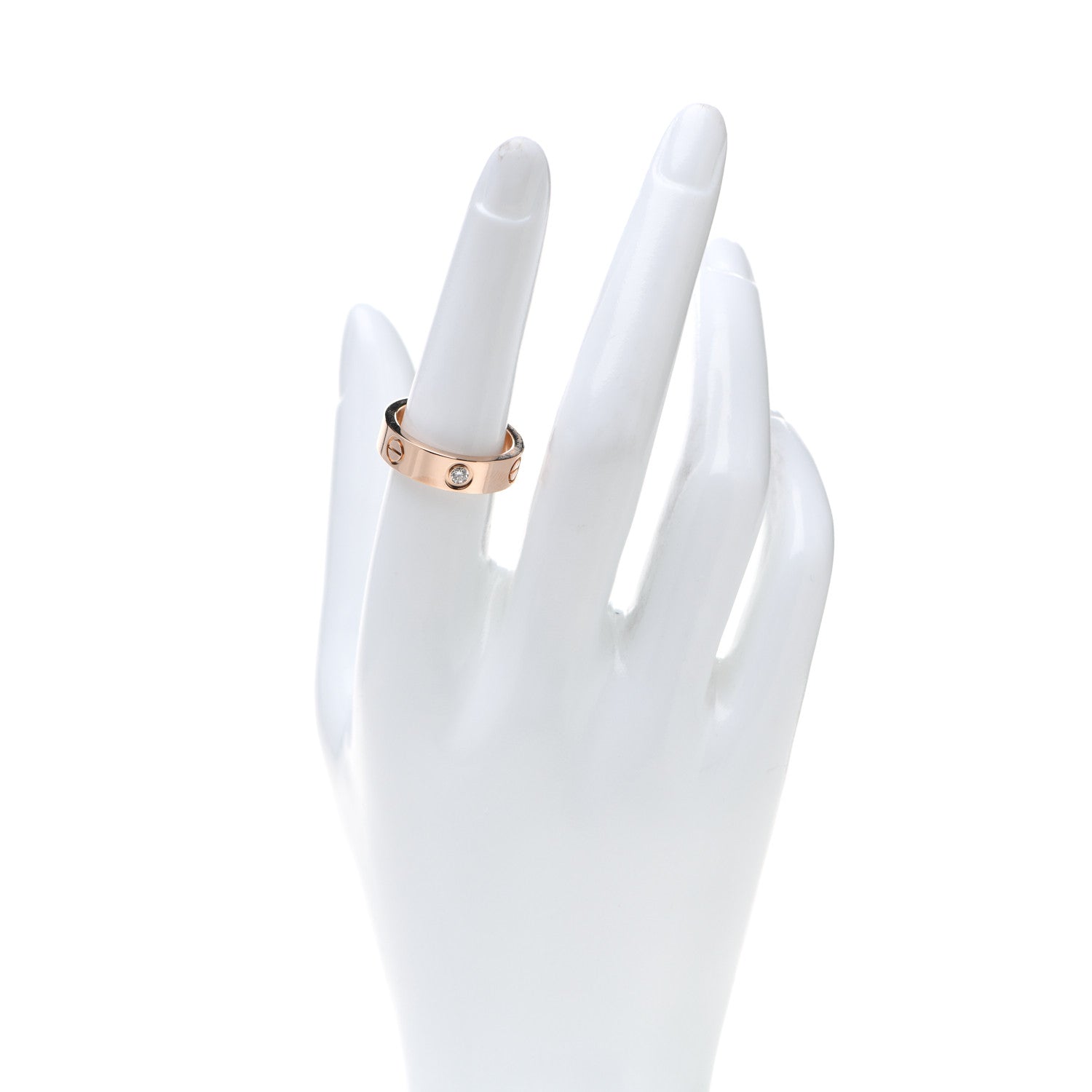 Cartier 18K Pink Gold 3 Diamond 5.5mm LOVE Ring 55 7.25 2 of 4