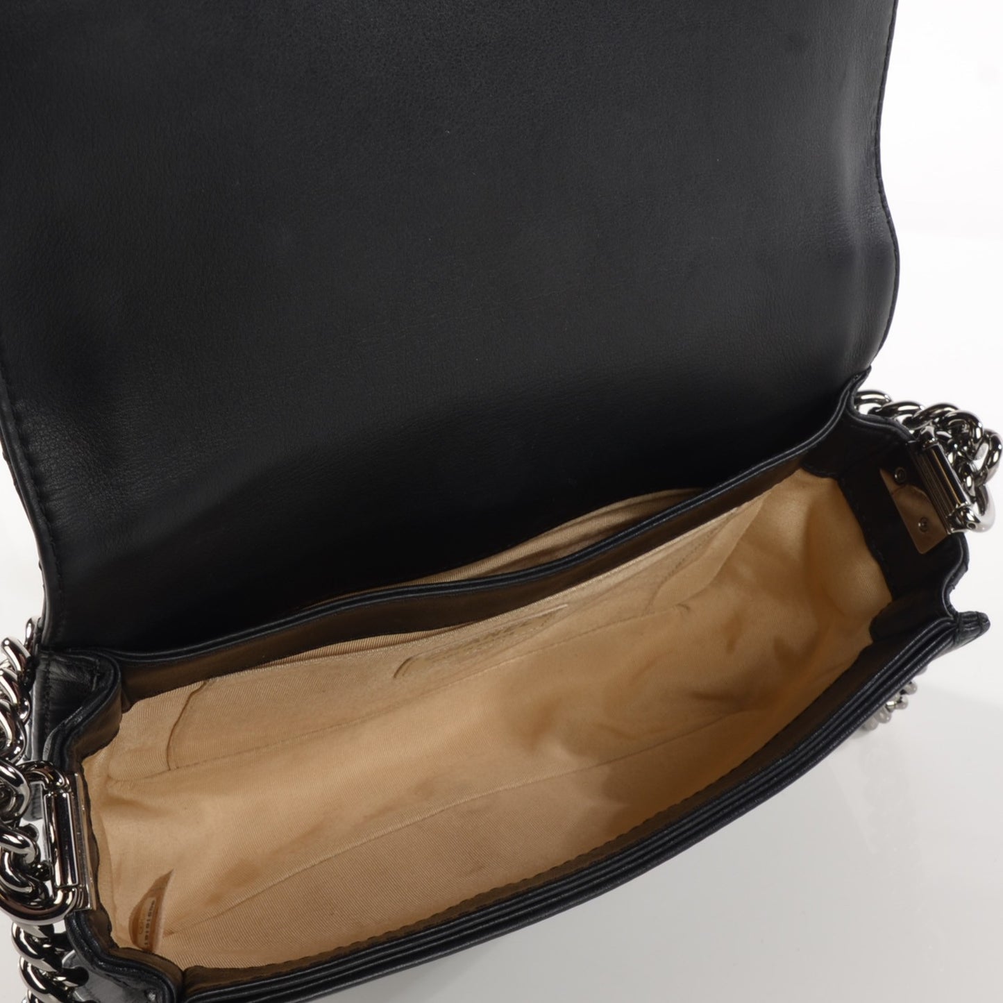 Calfskin Woven Medium Boy Reverso Flap Black