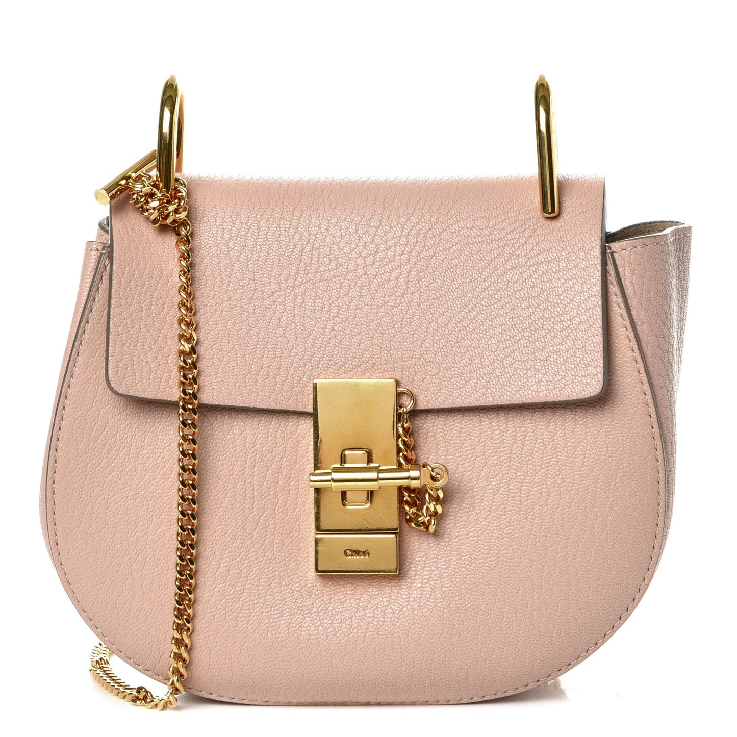 Grained Lambskin Mini Drew Shoulder Bag Cement Pink