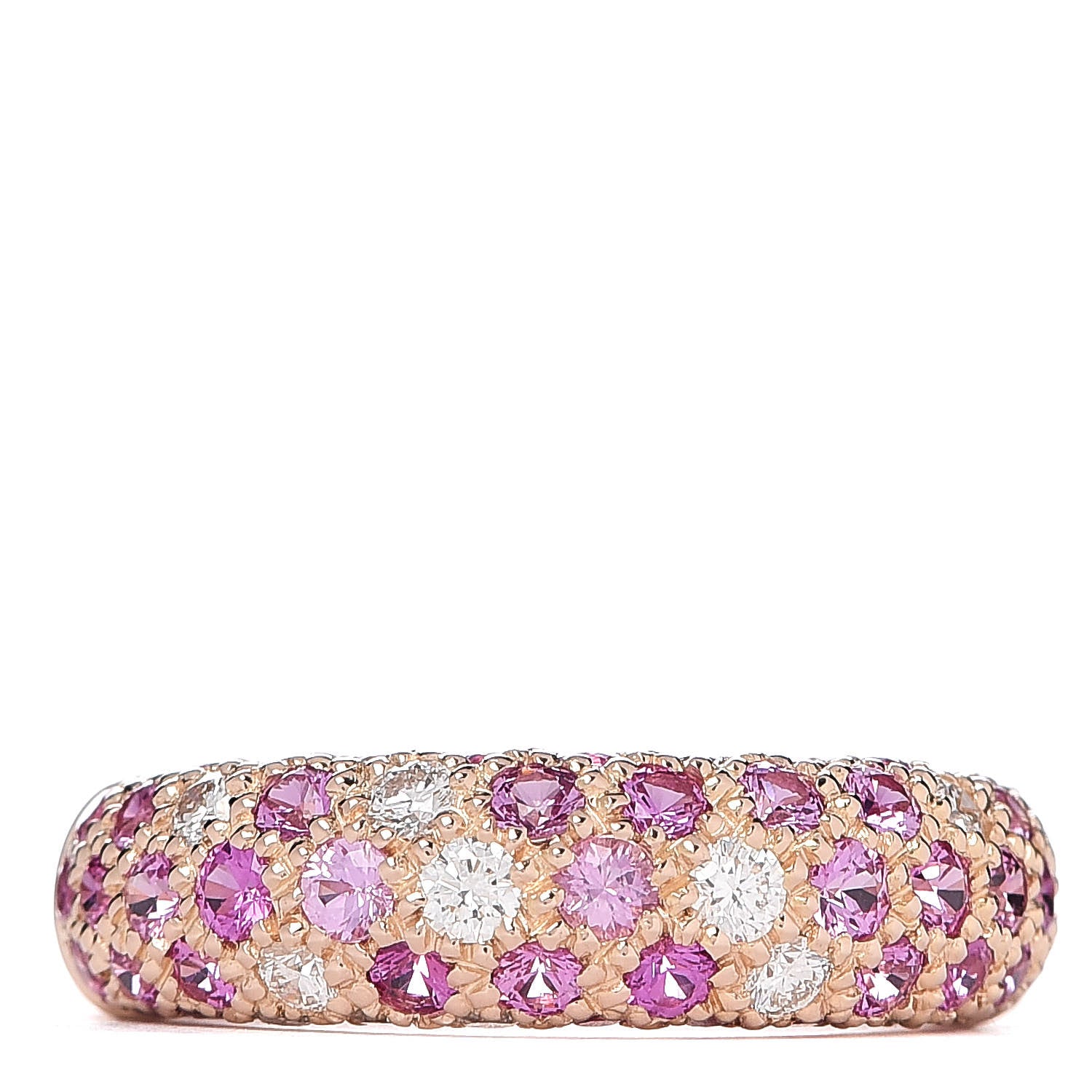 Cartier 18K Pink Gold Diamond Pink Sapphire 6mm Mimi Ring 49 4.75 1 of 4