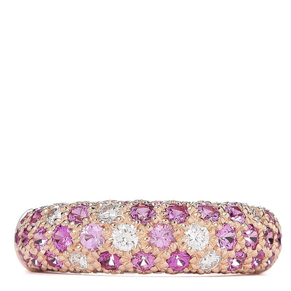 Cartier 18K Pink Gold Diamond Pink Sapphire 6mm Mimi Ring 49 4.75 1 of 4