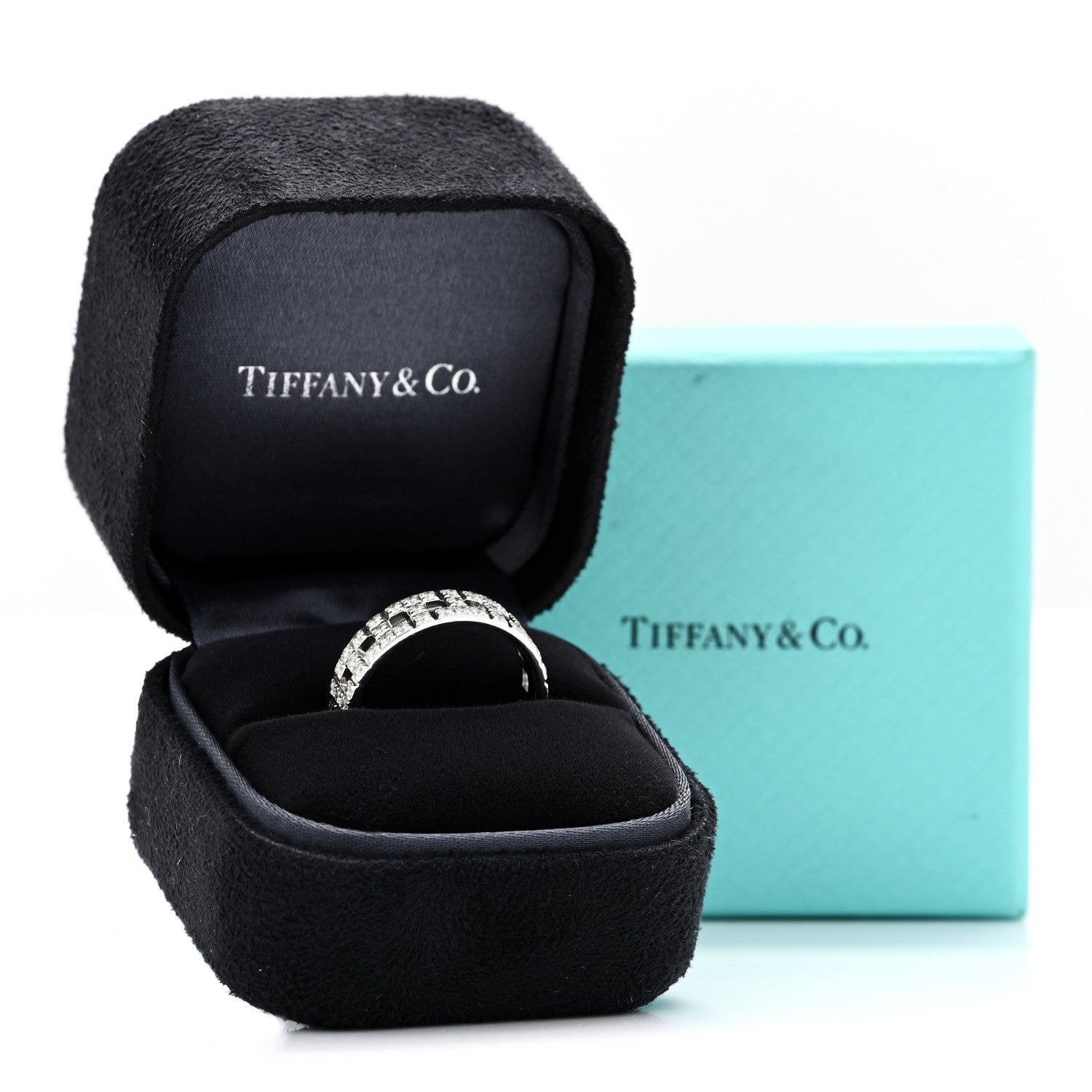 Tiffany 18K White Gold Diamond T True Wide Ring 56 7.75 5 of 5