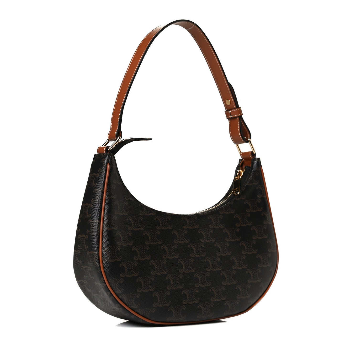 Triomphe Canvas Calfskin Ava Shoulder Bag Tan