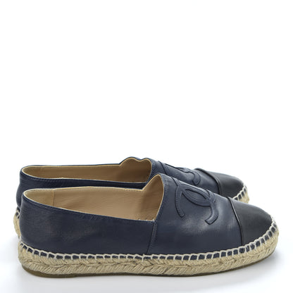 Chanel Lambskin CC Espadrilles 37 Navy Black 4 of 11
