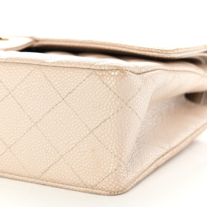 Chanel Pearly Caviar Quilted Medium Double Flap Light Beige 10 of 17