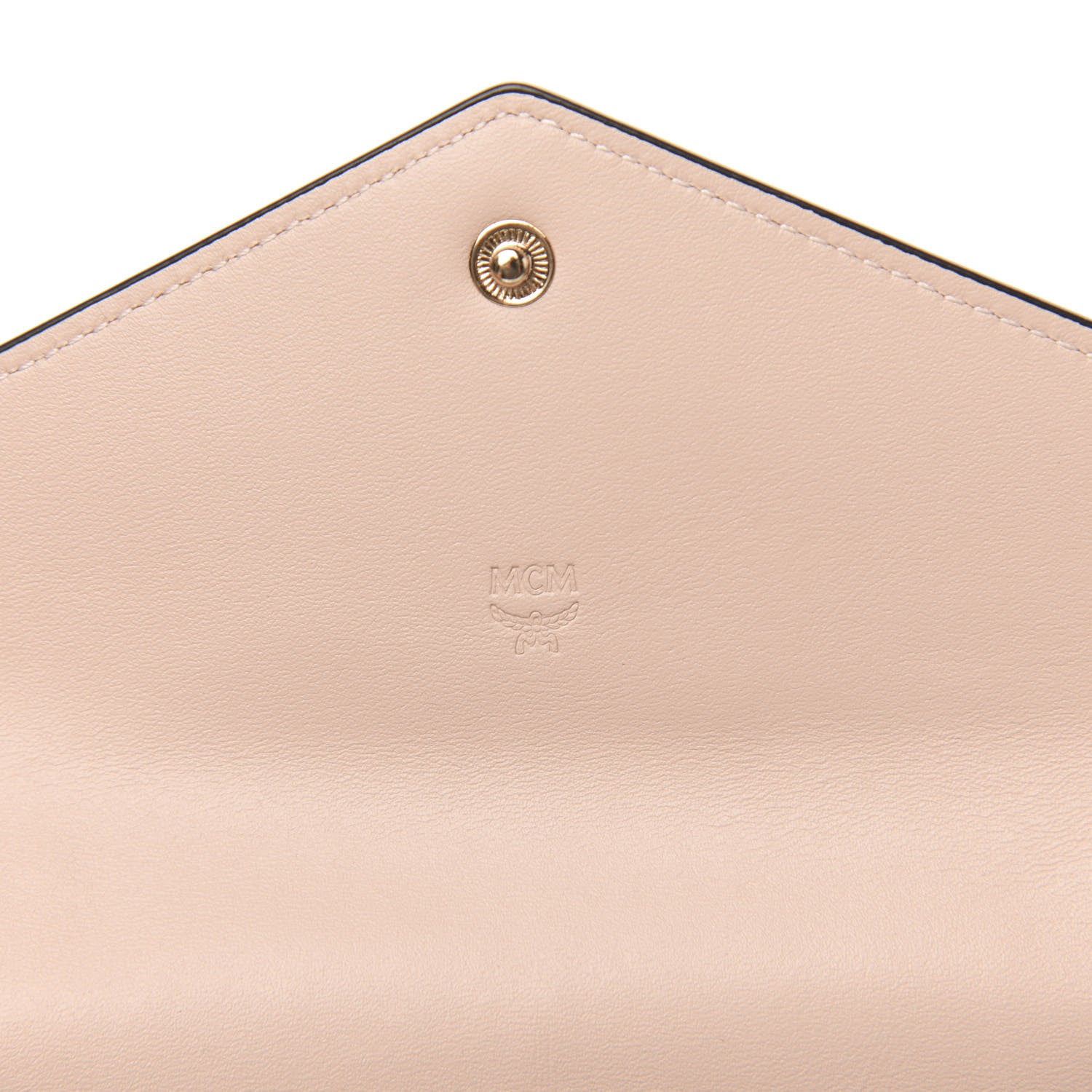 MCM Calfskin Visetos Monogram Love Letter Color Block Wallet On Chain Pink Beige 6 of 10