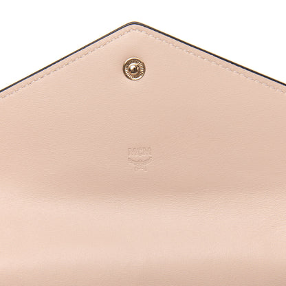 MCM Calfskin Visetos Monogram Love Letter Color Block Wallet On Chain Pink Beige 6 of 10