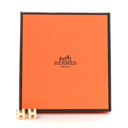 Hermes Gold Lacquered Mini Pop H Earrings White 5 of 5