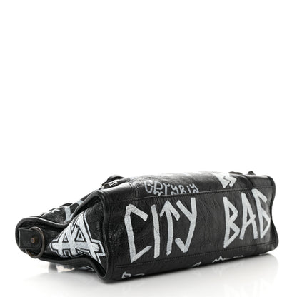 Balenciaga Agneau Classic Hardware Graffiti All Over S City Black 4 of 11