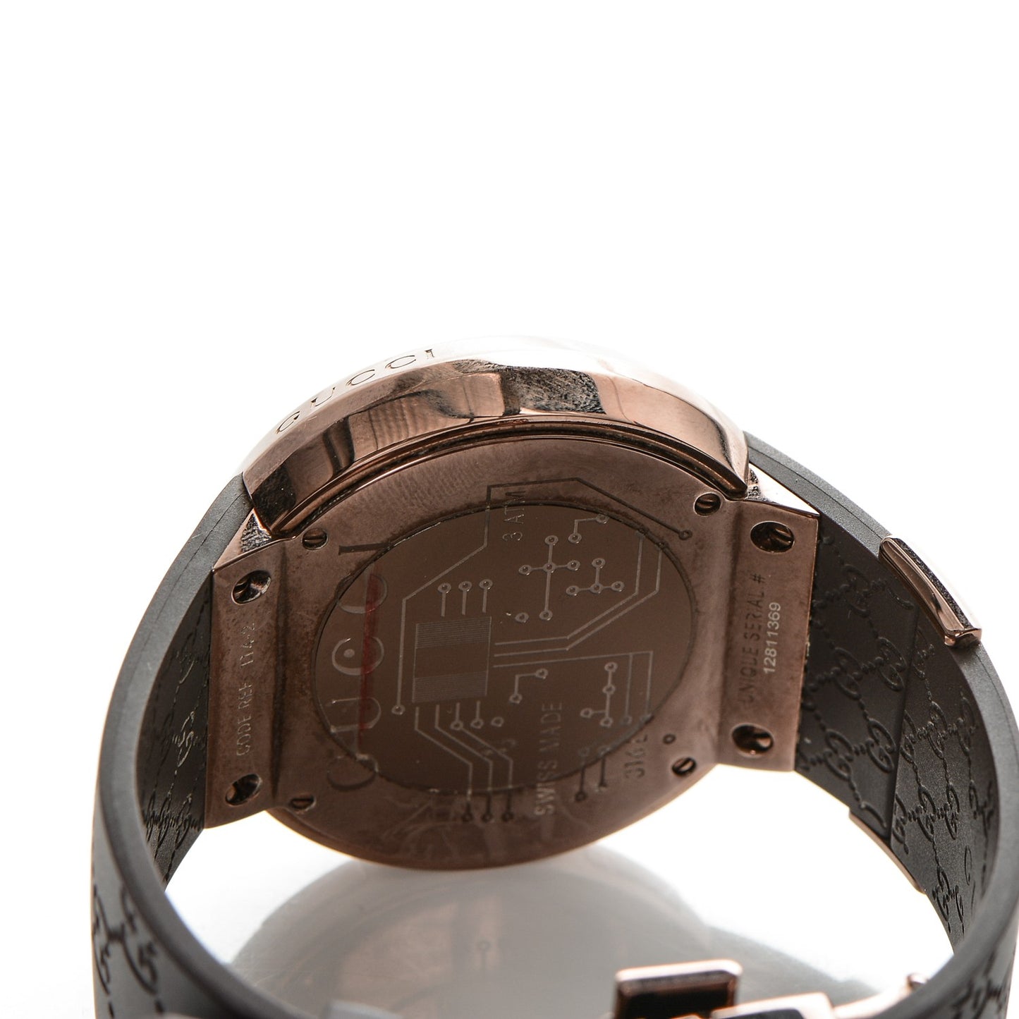 Stainless Steel Rubber 45mm Digital I-Gucci Watch Brown