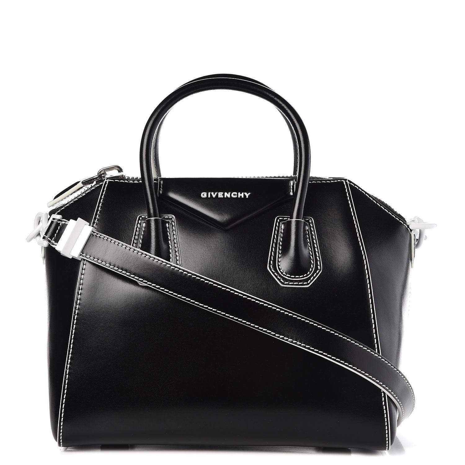 Givenchy Calfskin Contrast Topstitch Small Antigona Black White 1 of 7
