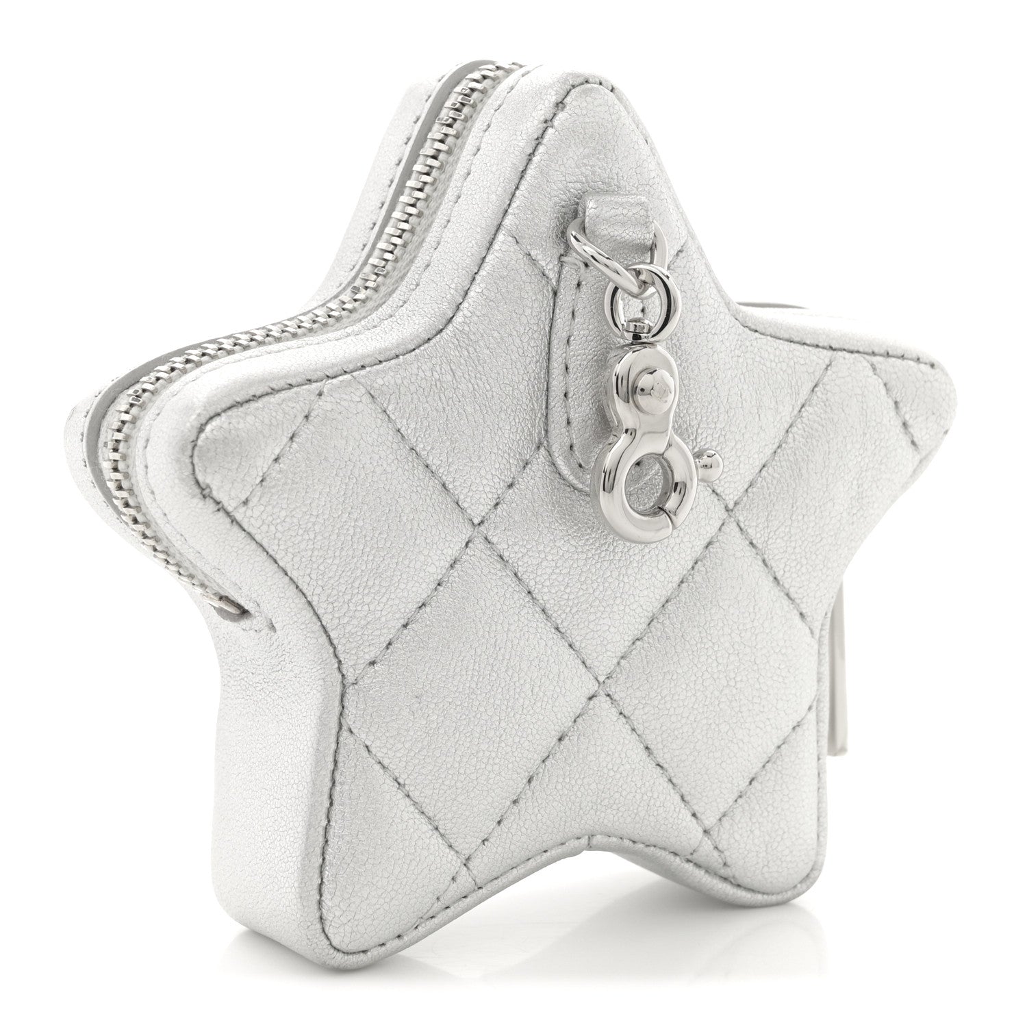 Chanel Metallic Lambskin Walk Of Fame Star Clip On Coin Purse Silver 3 of 7
