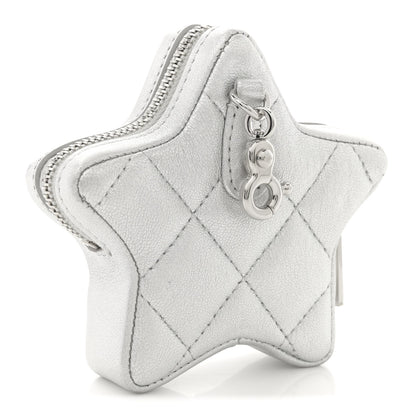 Chanel Metallic Lambskin Walk Of Fame Star Clip On Coin Purse Silver 3 of 7