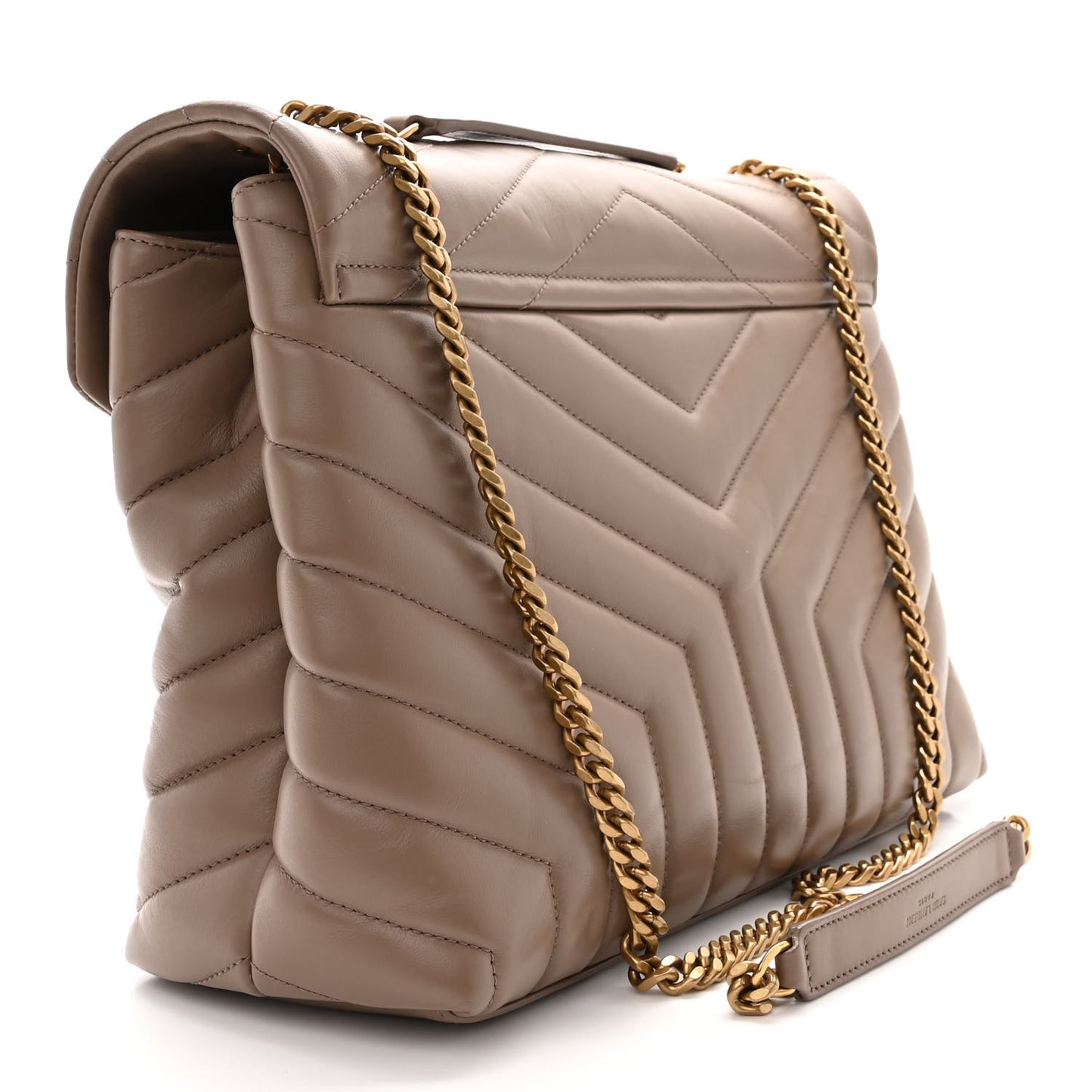 Calfskin Y Quilted Monogram Medium Loulou Chain Satchel Dark Latte