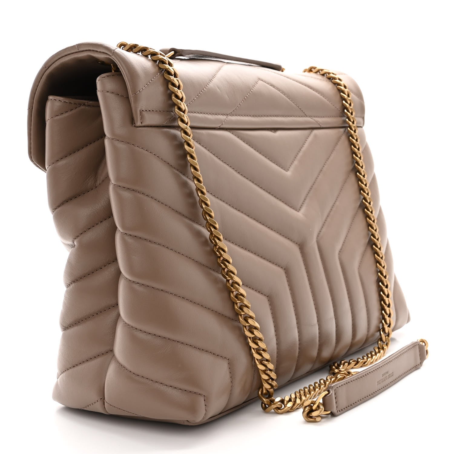 Saint Laurent Calfskin Y Quilted Monogram Medium Loulou Chain Satchel Dark Latte 3 of 10