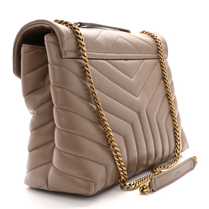 Saint Laurent Calfskin Y Quilted Monogram Medium Loulou Chain Satchel Dark Latte 3 of 10