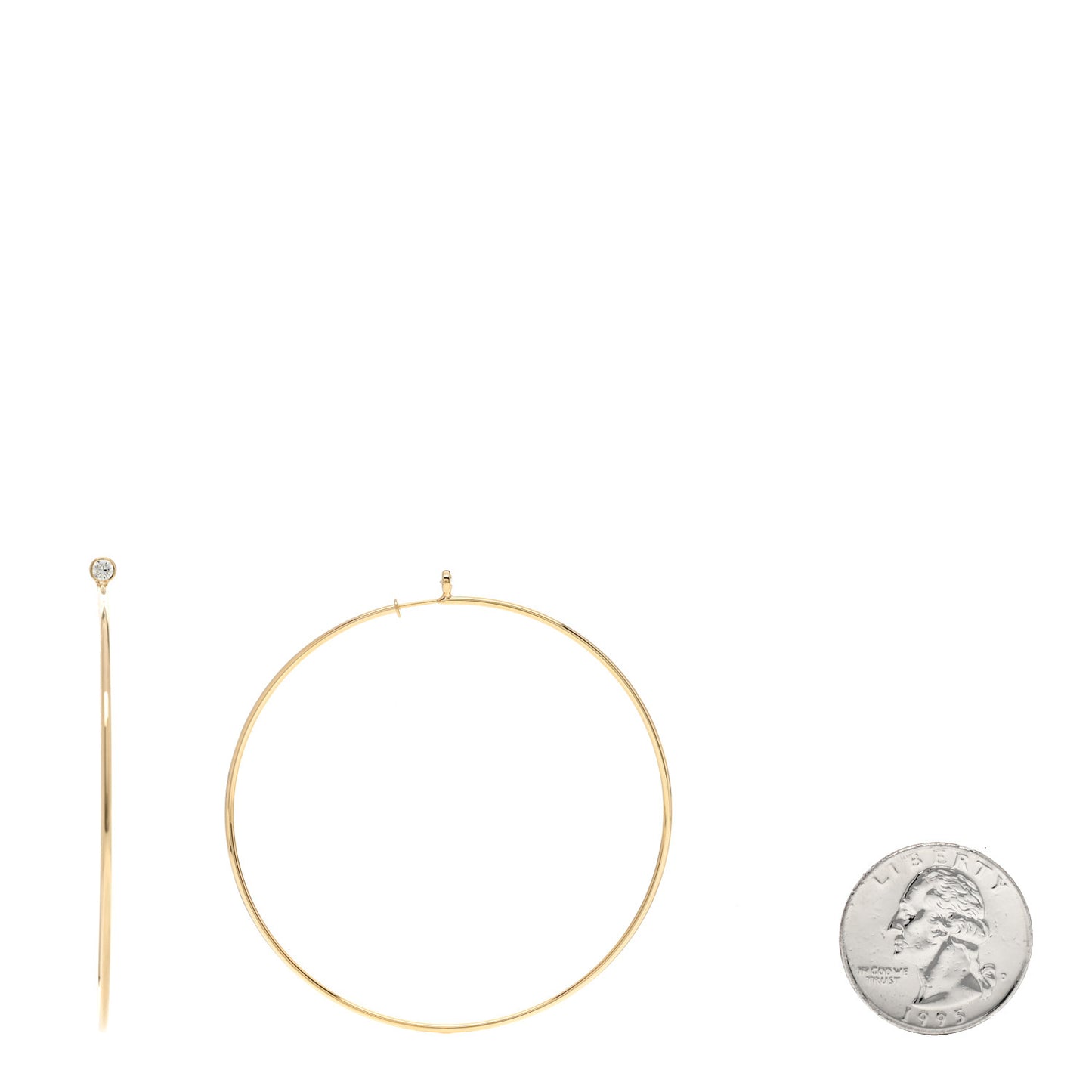 18K Yellow Gold Diamond Large Elsa Peretti Hoop Earrings
