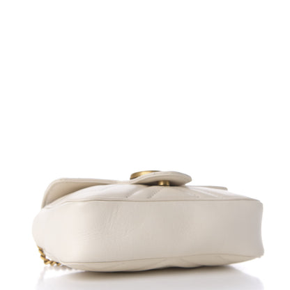 Gucci Calfskin Matelasse Super Mini GG Marmont Shoulder Bag White 3 of 9