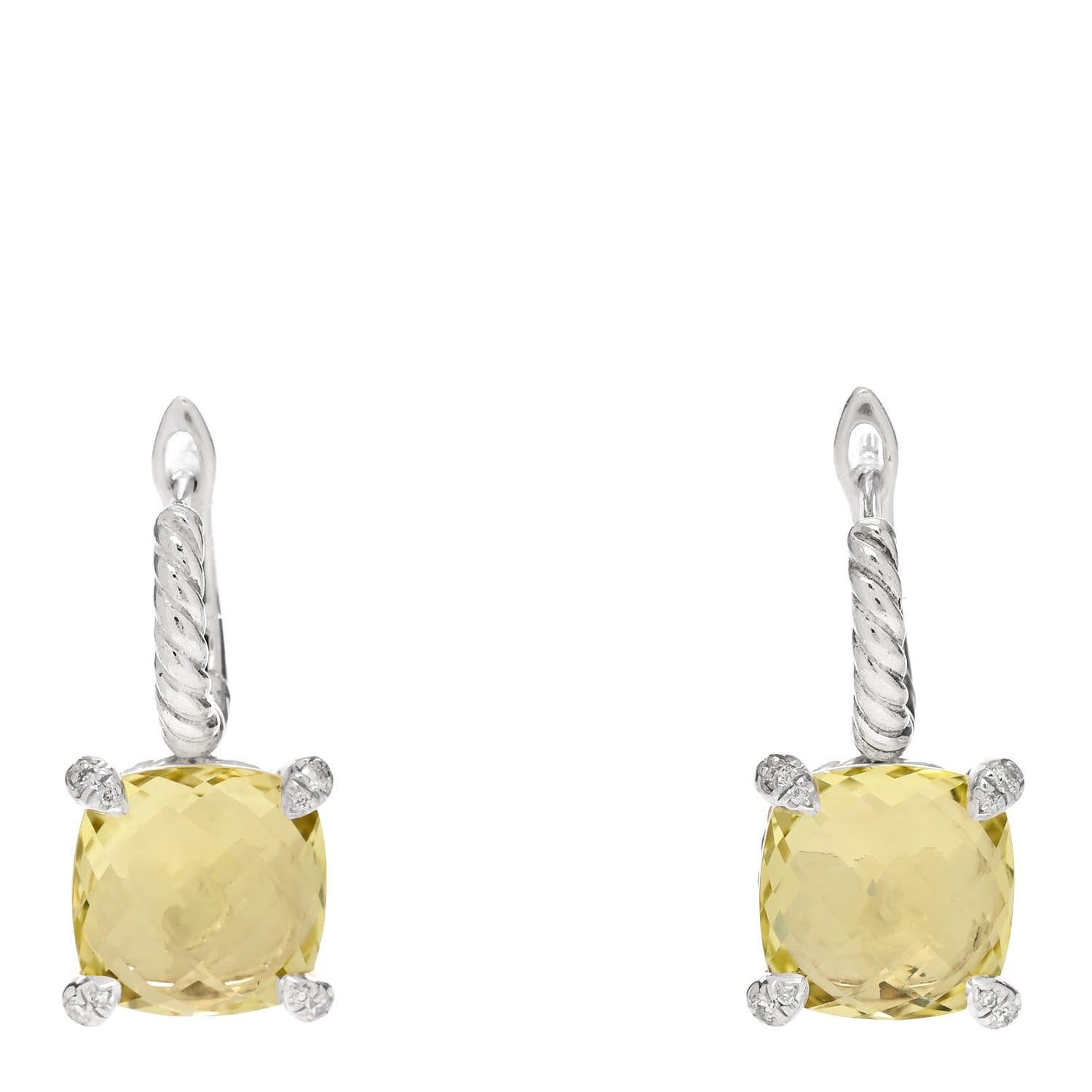 David Yurman Sterling Silver Diamond Citrine Chatelaine Drop Earrings 1 of 4